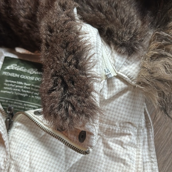 ❄️Goose DOWN Eddie Bauer Women’s Vest Fur Collar Removable Hood Small Puffer - Picture 11 of 13